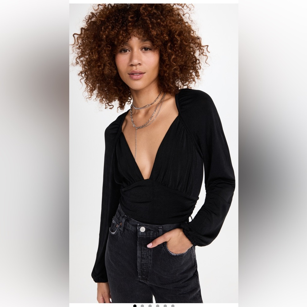 Free People In Your Arms Bodysuit - v neck black bodysuit